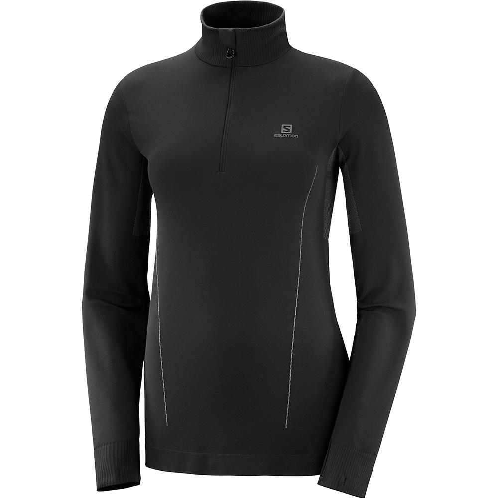 Salomon Israel COMET SEAMLESS HZ W - Womens Hoodie - Black (ZIWU-90578)